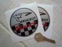 Peugeot Sport Silver Round Stickers. 3.5" Pair.