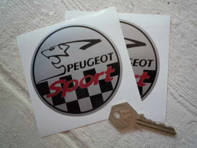 Peugeot Sport Silver Round Stickers. 3.5