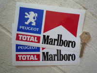 Peugeot, Total & Marlboro Rally Stickers. 6" Pair.
