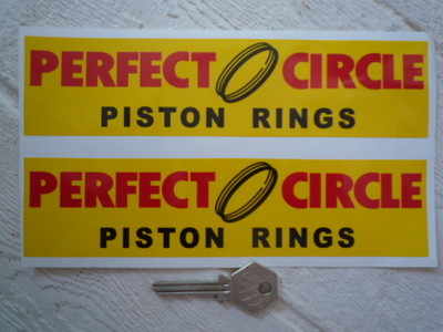Perfect Circle Piston Rings Oblong Stickers. 8" Pair.