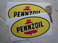 Pennzoil Oil Oval Stickers. 6" Pair.