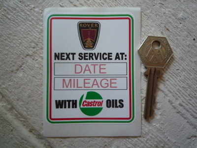 Rover 'With Castrol Oils' Service Sticker. 2.75