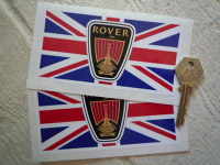 Rover Union Jack Oblong Stickers. 5" Pair.