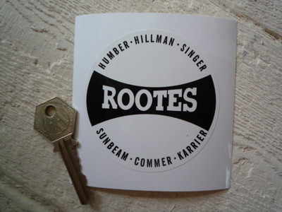 Rootes Black & White Circle Sticker. 3".
