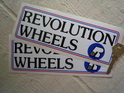 Revolution Wheels Oblong Stickers. 8" Pair.