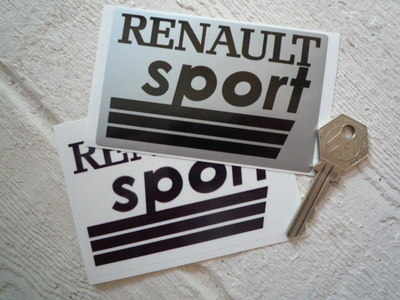 Renault Sport Black & Clear/Silver/Yellow Stickers. 4" Pair.