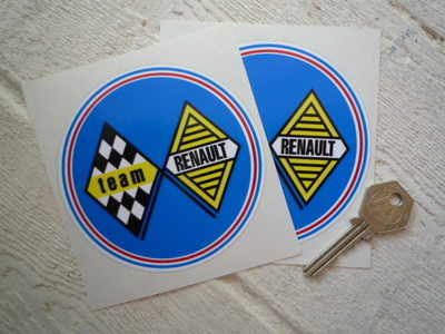 Renault Team Round Rally Stickers. 4" Pair.
