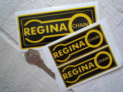 Regina Chain. Black & Yellow Oblong Stickers. 3.5" or 5" Pair.