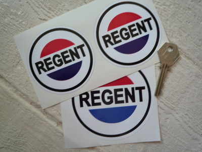 Regent Petroleum Round Stickers. 3" or 4" Pair.