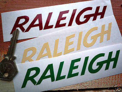 Raleigh Cut Text Stickers - 4.5", 5" or 6" Pair