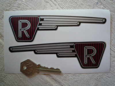 Raleigh Runabout Shaped Handed Stickers. 6" Pair.