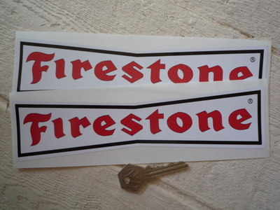 Firestone 'Dicky Bow' with Red Letters Stickers. 9" Pair.