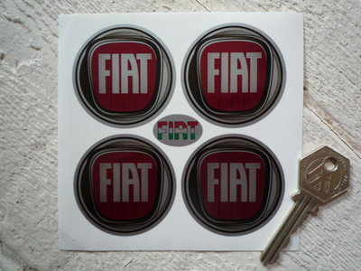 Fiat Modern Logo Wheel Centre Style Stickers. Set of 4. 50mm.