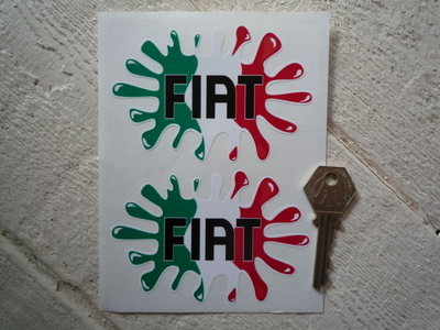 Fiat Splat Style Stickers. 4" Pair.