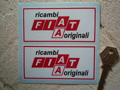 Fiat. Ricambi Originali Stickers. 4" Pair.