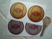 Gilera. Silver or Gold Round Stickers. 2" Pair.