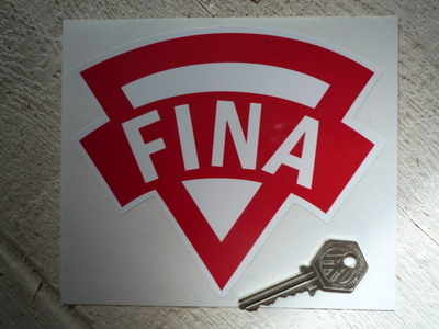 Fina Old Style. Red & White. Shaped Petrol Can Sticker. 6".