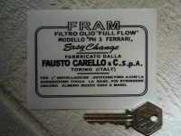 Fram & Ferrari Carelo PH3 Oil Filter Sticker. 4".