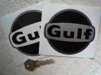 Gulf Black & Clear/Silver Stickers. 4" Pair.