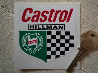 Hillman Castrol Shield Sticker. 3".