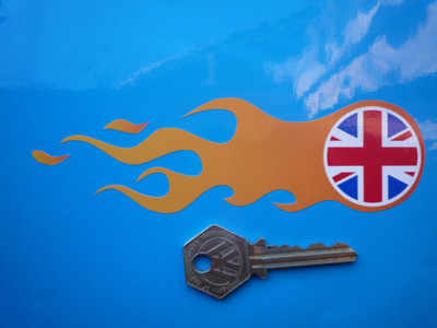 Union Jack Flames Handed Stickers. 5.5" Pair.