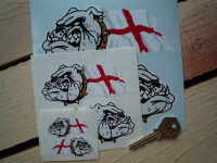 Bulldog & St George's Flag Stickers. 2", 4", 6" or 12" Pair.
