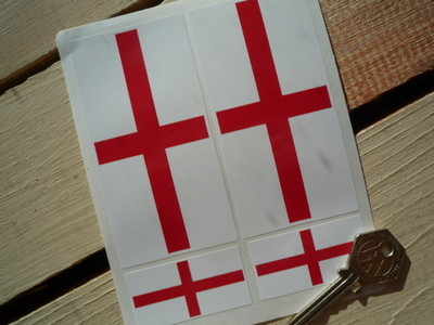 St George's Cross English Flag Stickers. Set of 4.