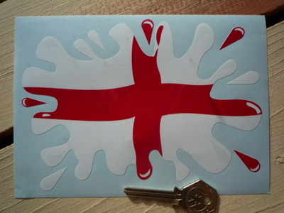 St Georges English Splat Style Flag Sticker. 6.5".