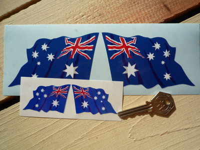 Australian Wavy Flag Stickers. 2" or 4" Pair.