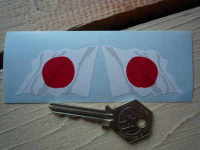 Japanese Hinomaru Wavy Flag Stickers. 2" Pair.