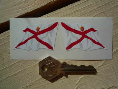 Jersey Wavy Flag Stickers. 2" Pair.