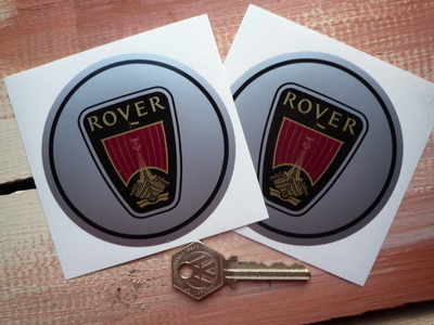 Rover Logo Circular Stickers. 80mm or 90mm Pair.