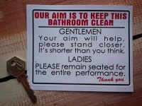 Ladies & Gentlemen Bathroom & Toilet Joke Sticker. 5".