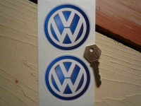 Volkswagen VW Modern Logo Stickers. 3" Pair.