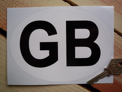 GB Plain White & Black ID Plate Sticker. 3", 6" or 7".