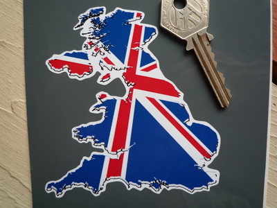 Union Jack UK Map Sticker. 4" or 6".