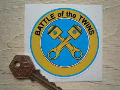 Battle of the Twins Yellow & Blue H-D Ducati Sticker. 3