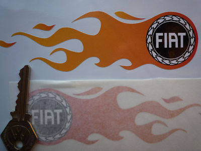 Fiat Flames Old Garland Logo Handed Stickers. 5.5" Pair.