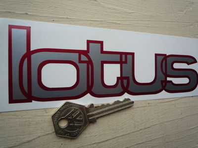 Lotus Silver & Red Shaped Text Sticker. 6.5