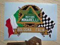 Motori Minarelli Flag & Scroll Sticker. 4".