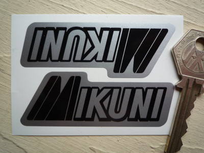 Mikuni Black & Silver Stickers. 3" Pair.