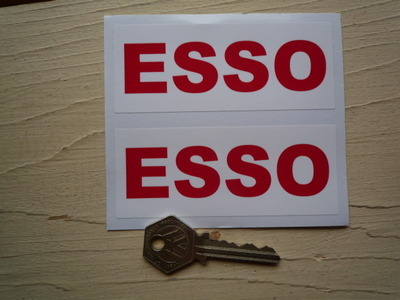 Esso Red on White Oblong Stickers. 4