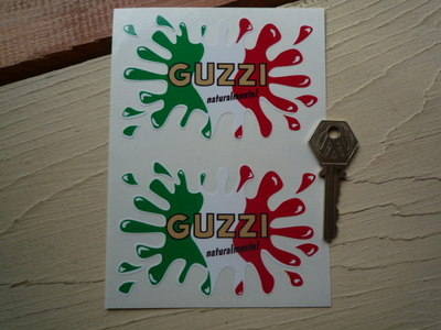 Moto Guzzi Splat Style Stickers. 4" Pair.