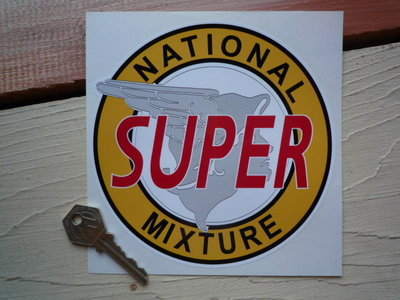 National Super Mixture Petrol Pump Sticker. 6".