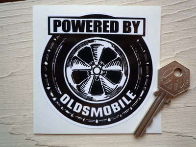 Powered By Oldsmobile Wheel Style Sticker. 3.5