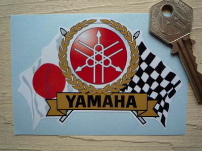 Yamaha Flag & Scroll Sticker. 3.75".