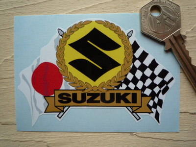 Suzuki Flag & Scroll Sticker. 3.75