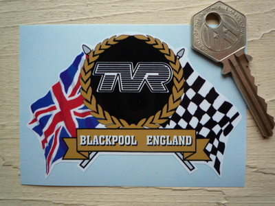 TVR Flag & Scroll Sticker. 3.75