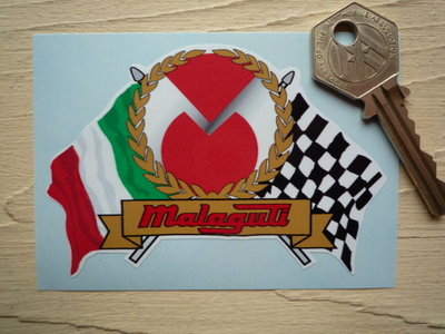 Malaguti Flag & Scroll Sticker. 3.75
