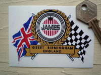 James Flag & Scroll Sticker. 3.75".